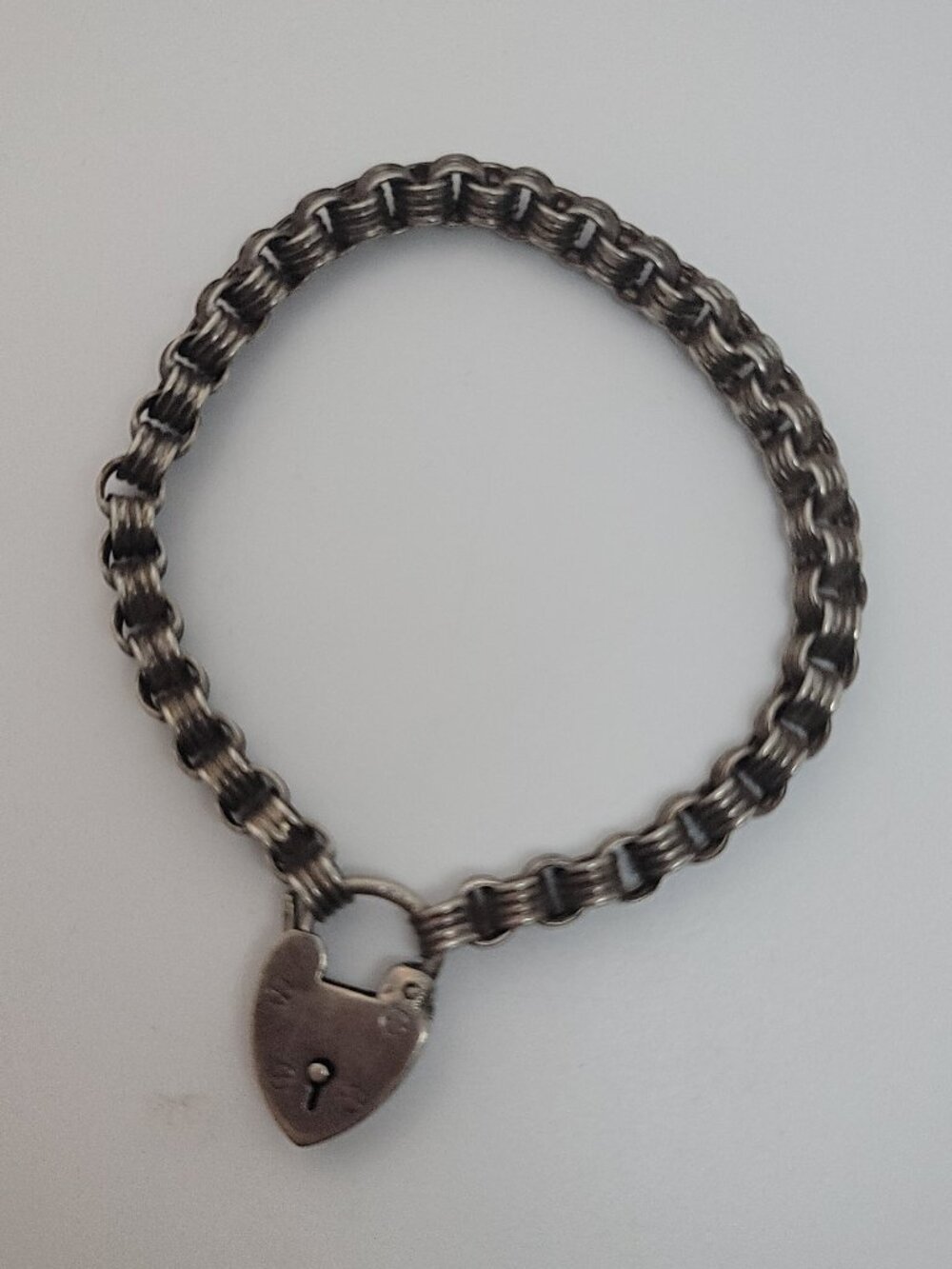 Antique Victorian Sterling Chatelaine Chain & Sweetheart Lock Bracelet